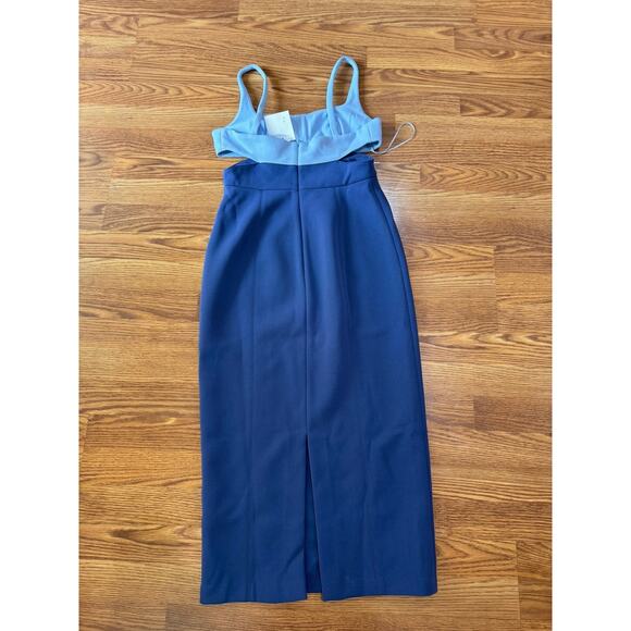 Misha blue Fernanda Two-Toned bodycon  Midi PArty Dress size L - Picture 12 of 12